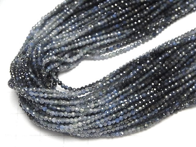 Hochwertiger! Blauer Saphir AA++ facettierter Rund 2mm halb oder 1Strang Perlen (ca. 13 Zoll/31 cm)