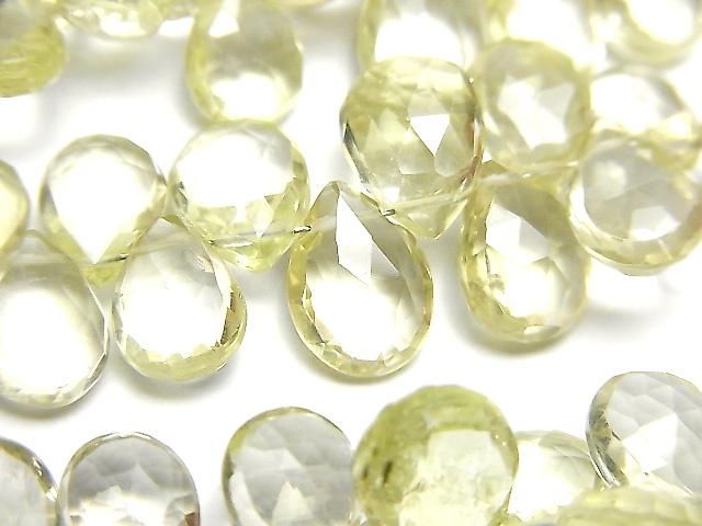 高品質檸檬石英 AAA 梨形刻面錐形半串或 1 串珠(約 7 英寸/18 公分)