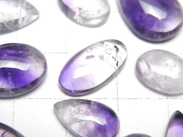 雙色紫水晶AA++蛋面混合形狀5顆