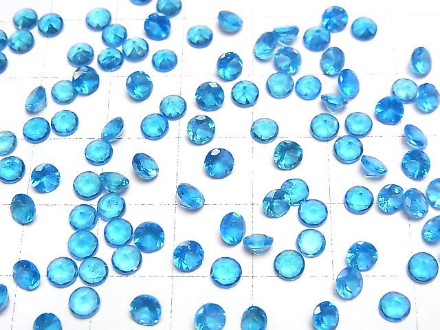 Hochwertiger Neonblauer Apatit AAA Lose Steine Rund Facettiert 4x4mm 2Stk