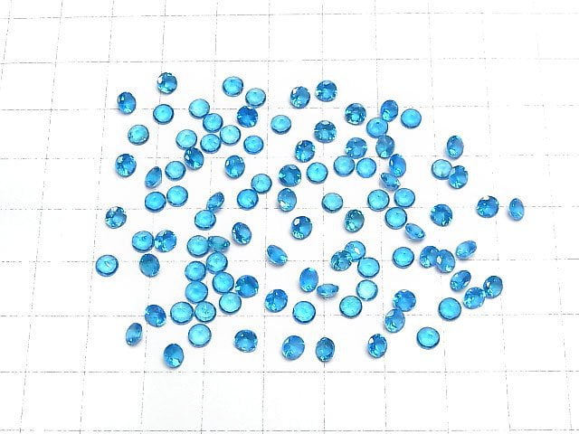 Hochwertiger Neonblauer Apatit AAA Lose Steine Rund Facettiert 4x4mm 2Stk