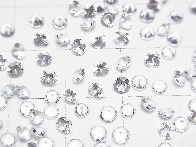 高品質白色藍寶石 AAA 裸石 圓形刻面 3x3mm 2顆