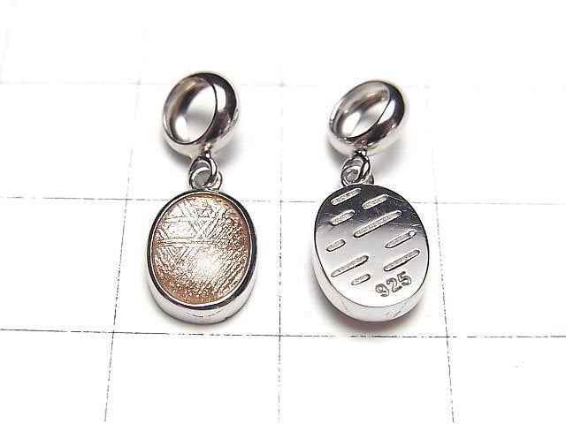 隕石(Muonionalusta)橢圓形吊墜 9x7x3mm 玫瑰金銀925