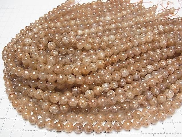 棕色東陵玉圓珠 8mm 半串或一串 (約 15 英吋/37 公分)