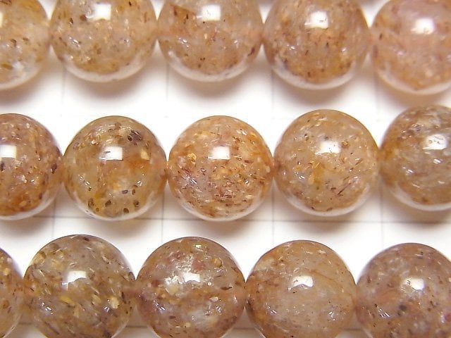 棕色砂金石圓珠 10mm 半串或一串 (約15英吋/37公分)