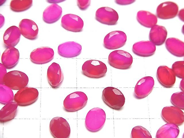 Hochwertiger Fuchsia Pink Chalcedon AAA Lose Stein Oval Facettiert 7x5mm 5Stück