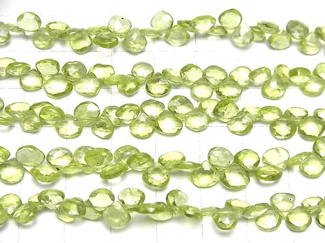Hochwertiger Peridot AA++ Kastanien-facettierte Briolette halbe oder 1 Strang Perlen (ca. 7 Zoll / 18 cm)