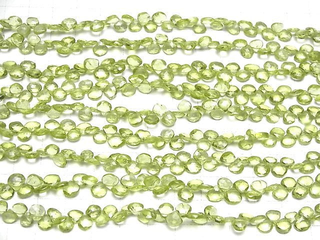 Hochwertiger Peridot AA++ Kastanien-facettierte Briolette halbe oder 1 Strang Perlen (ca. 7 Zoll / 18 cm)