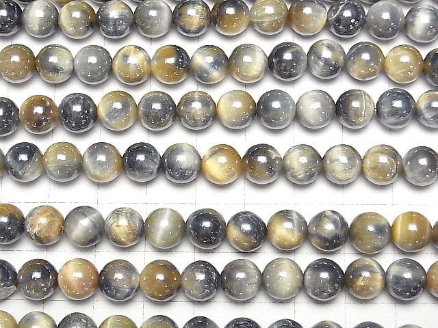 Silberblau & Goldener Tigerauge AA++ Runde 8mm beschichtet 1Strang Perlen (ca. 15 Zoll/37 cm)