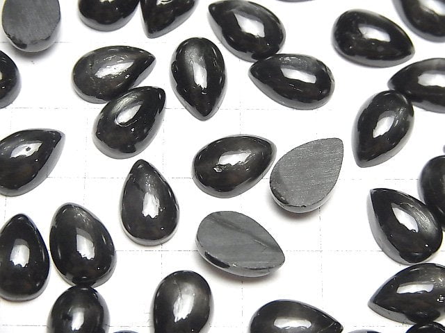 Schwarzer Stern Diopsid Tropfenform Cabochon 12x8mm 3 Stück