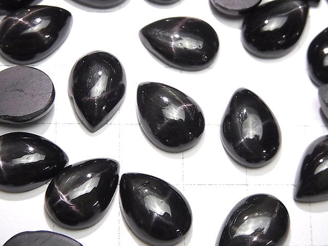 SCHWARZER STERN Diopsid Tropfenform Cabochon 14x10mm 2 Stück