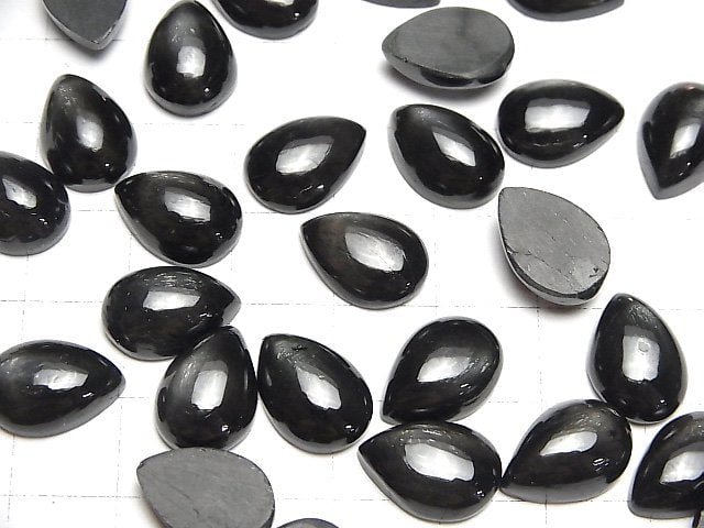 SCHWARZER STERN Diopsid Tropfenform Cabochon 14x10mm 2 Stück