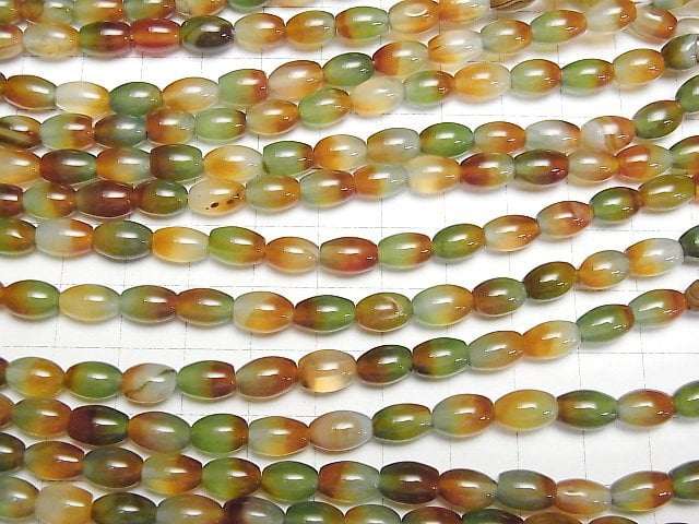 Grün x Rot Chalcedon Reis 9x6x6mm 1Strang Perlen (ca. 14 Zoll/35 cm)