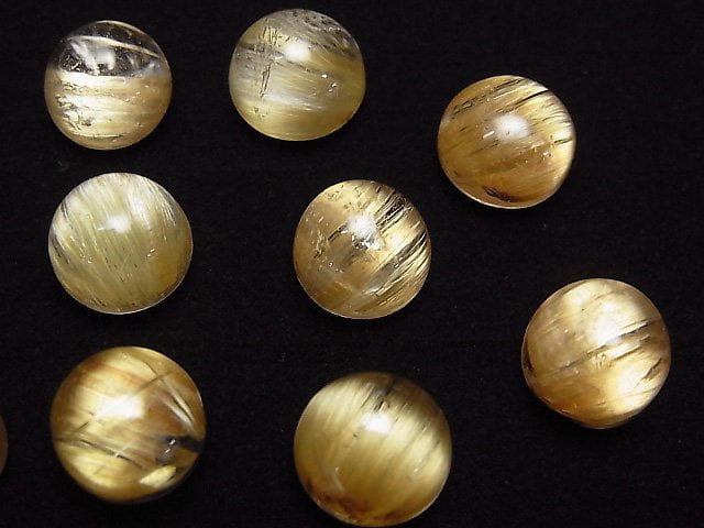 Hochwertiger rutillierter Quarz AAA Rund Cabochon 9mm 1 Stück