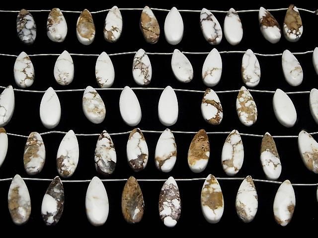 Forme Poire Cheval Sauvage (Lisse) Perles 20x8mm demi ou 1 rang (8 pièces)