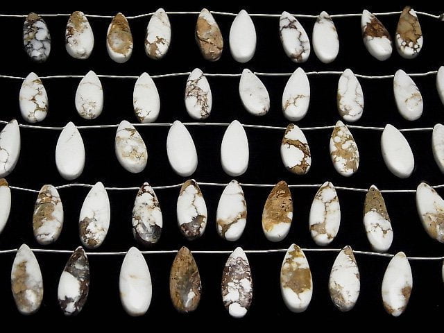 Wildpferd Tropfenform (glatt) 20x8mm halb oder 1 Strang Perlen (8 Stück)