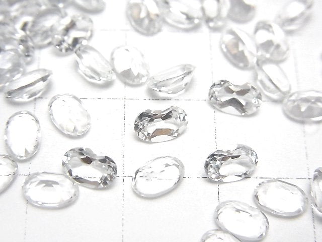 高品質白色托帕石 AAA 裸石 橢圓形刻面 6x4mm 10顆