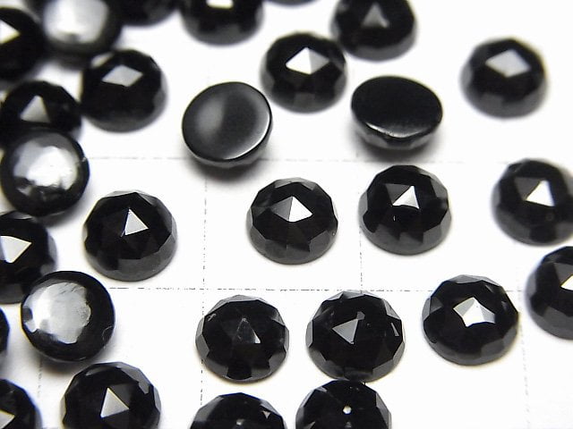 高品質黑色尖晶石 AAA 圓形玫瑰切割 6x6 公釐 5顆