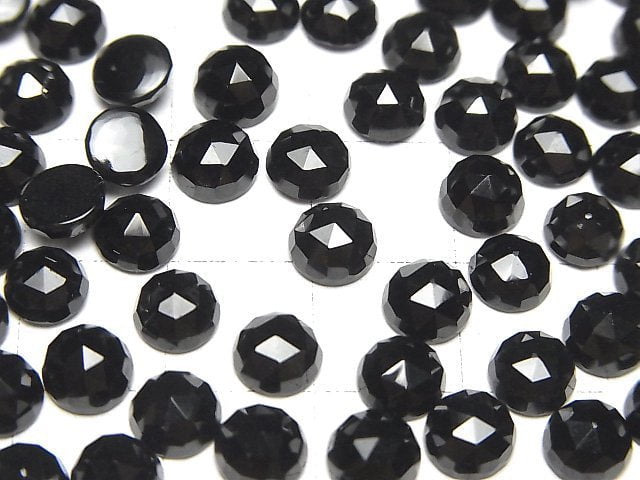 Hochwertiger schwarzer Spinell AAA Rund Rose Cut 6x6mm 5 Stück