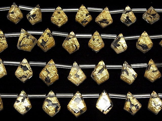 Doublet Kristall AAA Deformierte Diamantform Gold 1strang Perlen (13 Stück)
