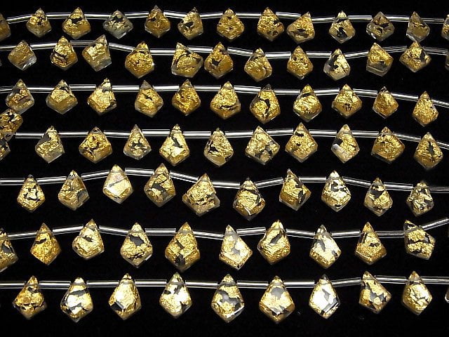 Doublet Kristall AAA Deformierte Diamantform Gold 1strang Perlen (13 Stück)