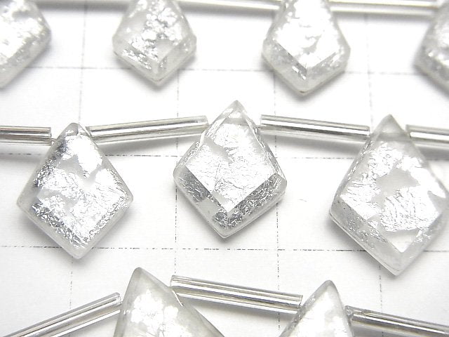 雙層水晶 AAA 異形鑽石形狀銀色一串珠子(13 顆)