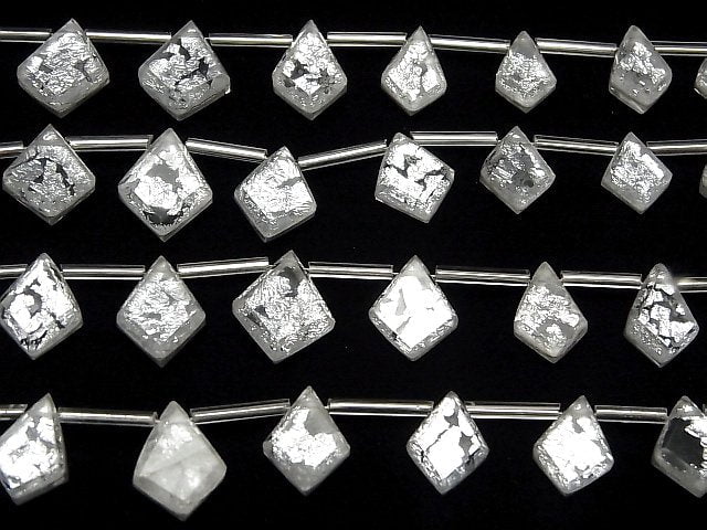 Doublet Kristall AAA Deformierte Diamantform Silber 1strang Perlen (13 Stück)