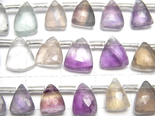 Multi-color Fluorite AA++ Triangle Cut 1strand beads (aprx.7inch/18cm)