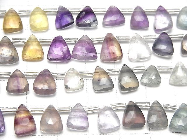 Multi-color Fluorite AA++ Triangle Cut 1strand beads (aprx.7inch/18cm)