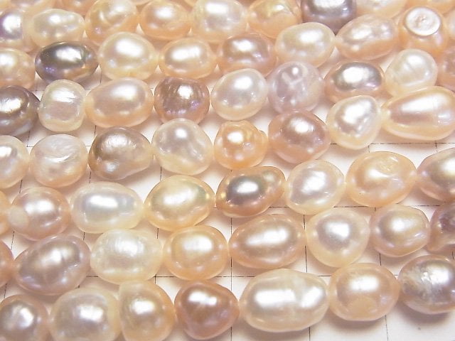 Fresh Water Pearl AA Baroque 8-10mm Natural color mix 1strand beads (aprx.13inch/33cm)
