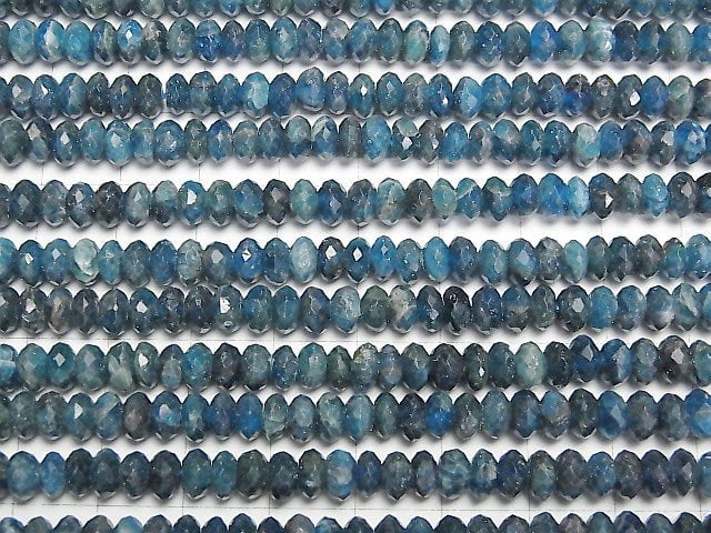 Hochwertig! Blauer Apatit AA facettierte Knopf-Rondelle 6x6x3mm 1Strang Perlen (ca. 15 Zoll/38 cm)