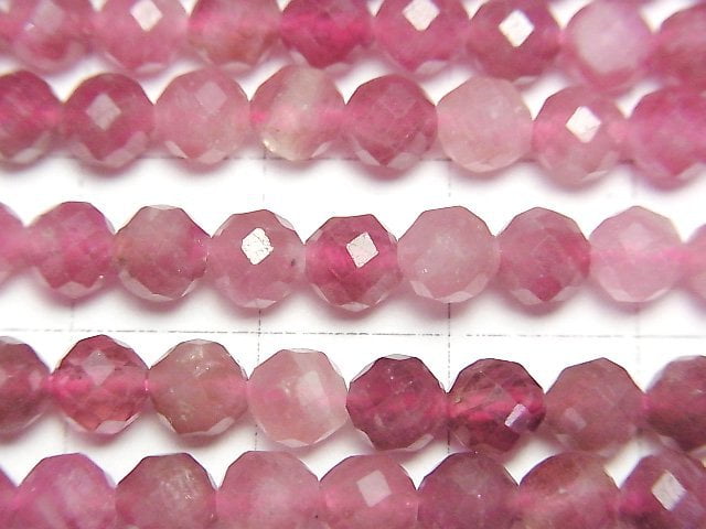 High Quality! Pink Tourmaline AAA- Faceted Round 5mm half or 1strand beads (aprx.15inch/36cm)