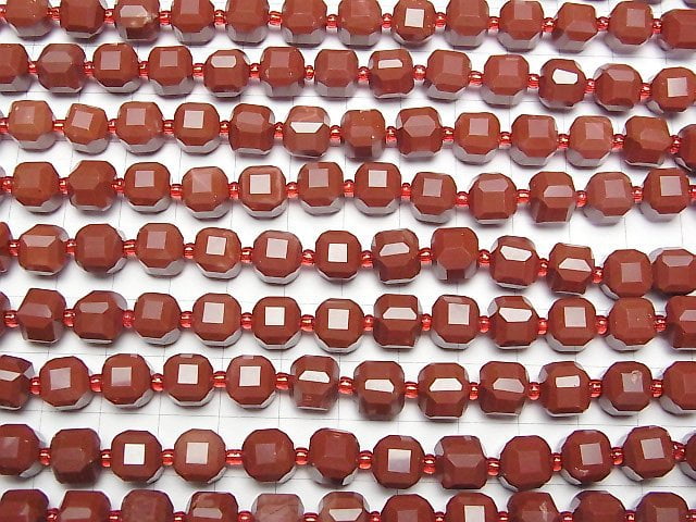 Hochwertig! Roter Jaspis Würfelform 8.5x8.5x8.5mm halb oder 1Strang Perlen (ca. 15 Zoll/36 cm)