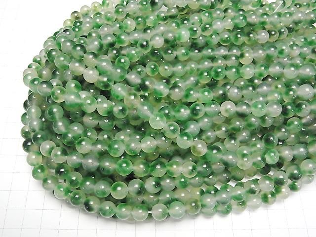 Klar x Dunkelgrün Jade Rund 8mm 1Strang Perlen (ca. 14 Zoll/35 cm)