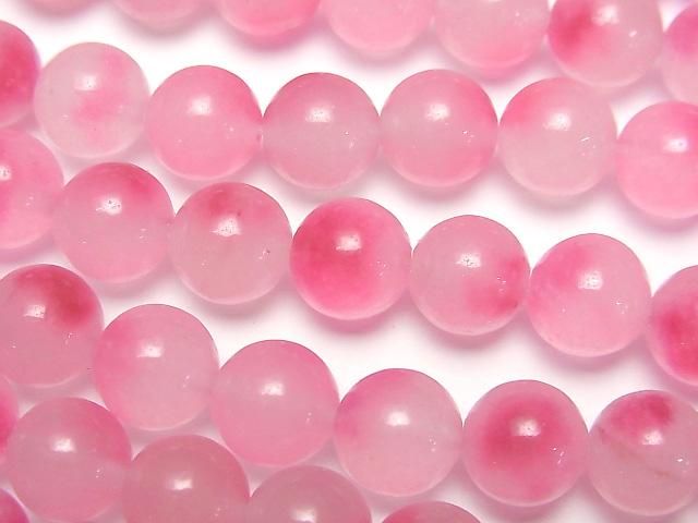 Clear x Pink Jade Round 8mm 1strand beads (aprx.14inch/35cm)