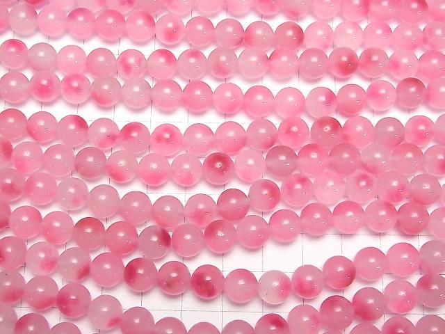 Klar x Rosa Jade Rund 8mm 1Strang Perlen (ca. 14 Zoll/35 cm)