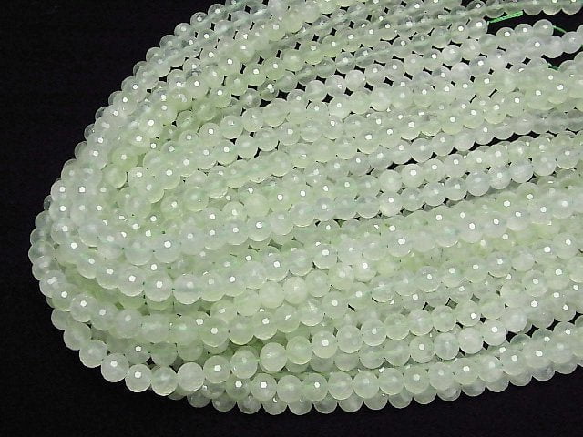 High Quality! Prehnite AAA- 128Faceted Round 7.5mm half or 1strand beads (aprx.15inch/37cm)