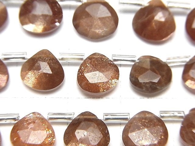 Sunstone AA++ Chestnut Faceted Briolette 1strand beads (aprx.7inch/18cm)