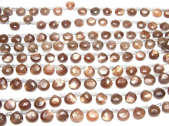 Sonnenstein AA++ Kastanie Facettiert Briolette 1strang Perlen (ca. 7 Zoll/18 cm)