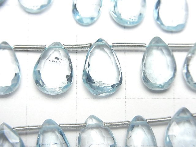 High Quality Sky Blue Topaz AAA- Pear shape Faceted Briolette half or 1strand beads (aprx.5inch/12cm)