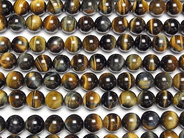 Mix Tigerauge AAA Rund 10mm halb oder 1Strang Perlen (ca. 15 Zoll/36 cm)