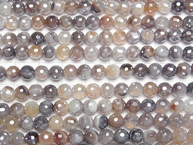 Botswana Achat 128-facettierte Runde 6mm Beschichtung 1Strang Perlen (ca. 15 Zoll/36 cm)