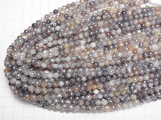 Botswana Achat 128-facettierte Runde 6mm Beschichtung 1Strang Perlen (ca. 15 Zoll/36 cm)