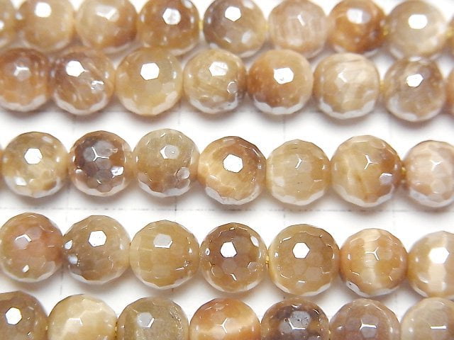 Flash, Golden Tiger's Eye 128Faceted Round 6mm 1strand beads (aprx.15inch/36cm)