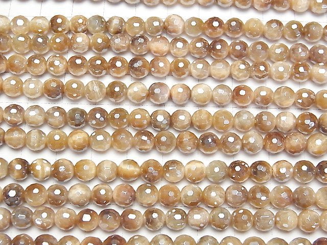 Flash, Goldener Tigerauge 128-facettierte Runde 6mm 1Strang Perlen (ca. 15 Zoll/36 cm)