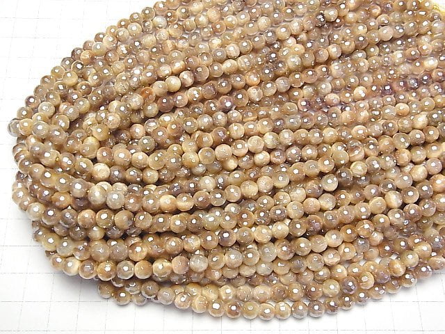 Flash, Goldener Tigerauge 128-facettierte Runde 6mm 1Strang Perlen (ca. 15 Zoll/36 cm)