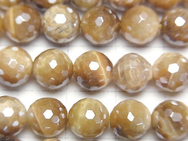 Flash, Golden Tiger's Eye 128Faceted Round 8mm 1strand beads (aprx.14inch/35cm)
