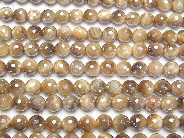 Flash, Goldener Tigerauge 128-facettierte Runde 8mm 1Strang Perlen (ca. 14 Zoll/35 cm)