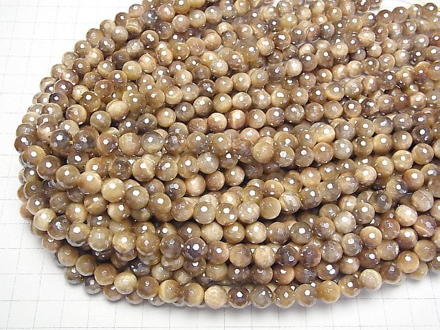 Flash, Goldener Tigerauge 128-facettierte Runde 8mm 1Strang Perlen (ca. 14 Zoll/35 cm)