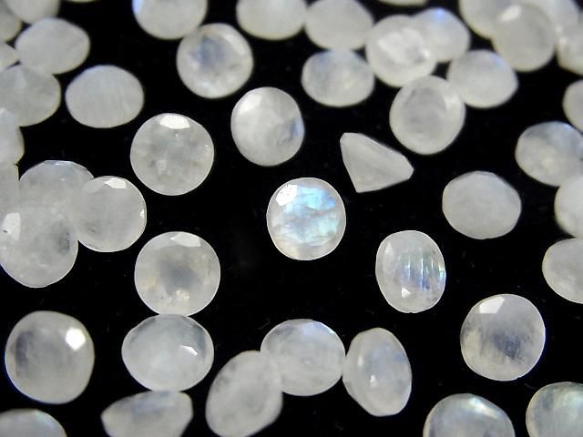 Pierre de lune arc-en-ciel AA++ Pierre libre ronde à facettes 6x6mm 5pcs